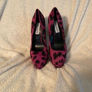 Pink and black high heels